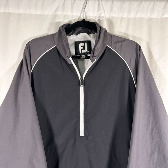 FootJoy Windbreaker Women's Large Black Grey Zip Pockets 1/2 Zip Long Sleeve - Picture 2 of 9